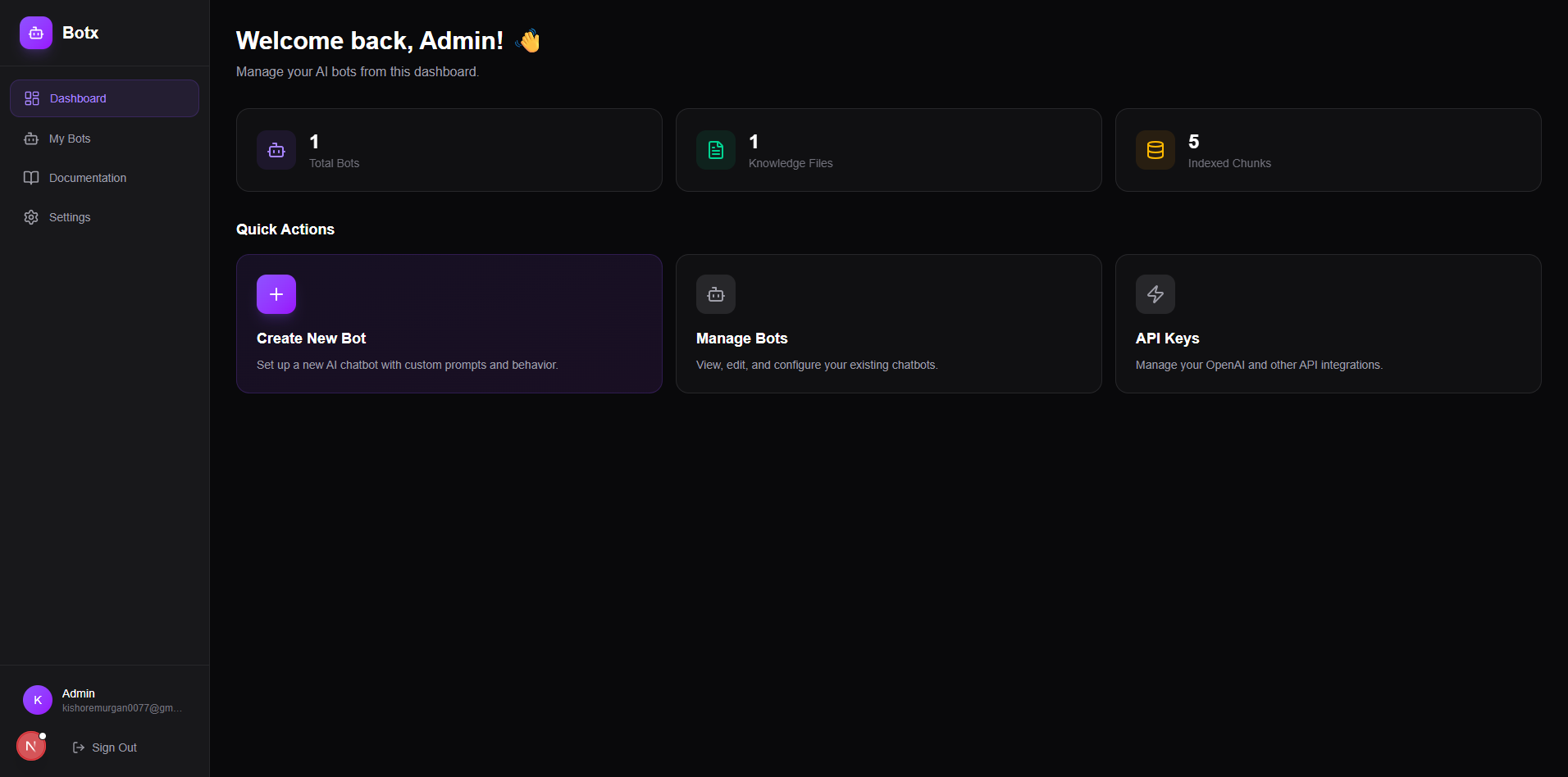 Botx Dashboard Interface